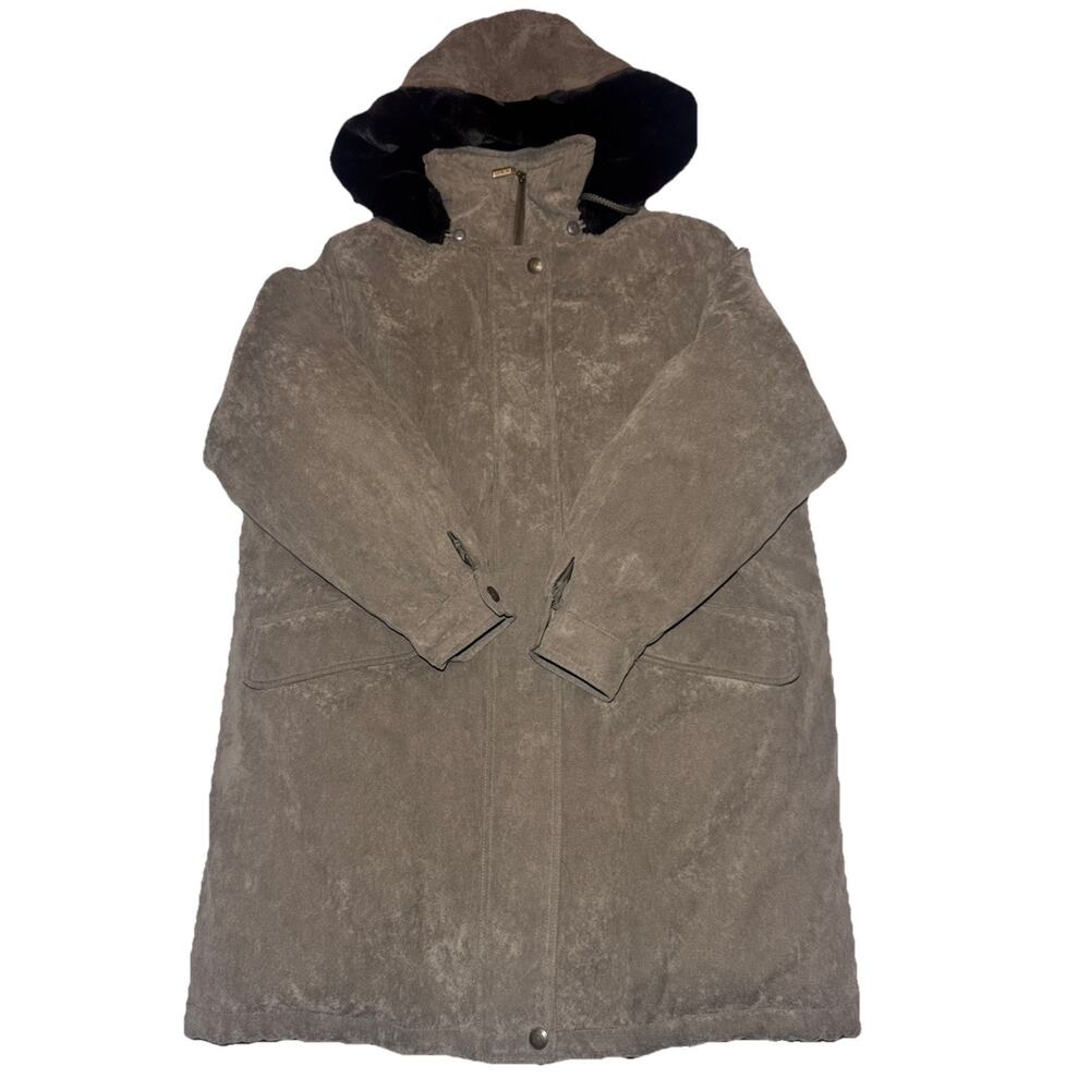 Women's Bromley Sport w/ Real Down Med Long Coat Gray/Brown Color Removal Hood‎